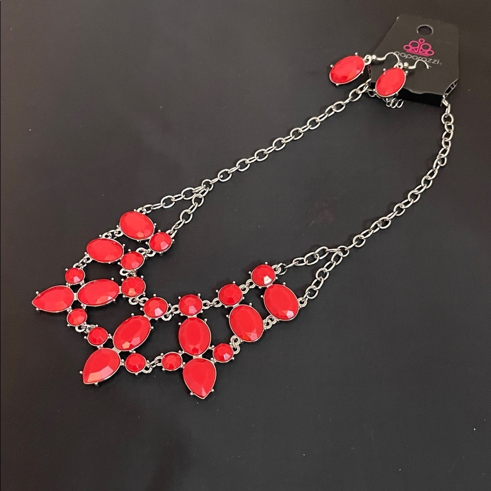 Paparazzi Scarlet and Silver Necklace Set